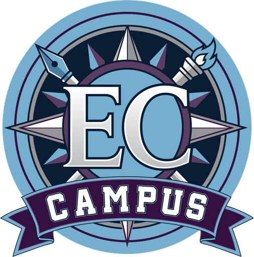 The Event Compass: Campus crest, a compass rose in maroon and gold with a crossed quill and torch under an arched Campus wordmark